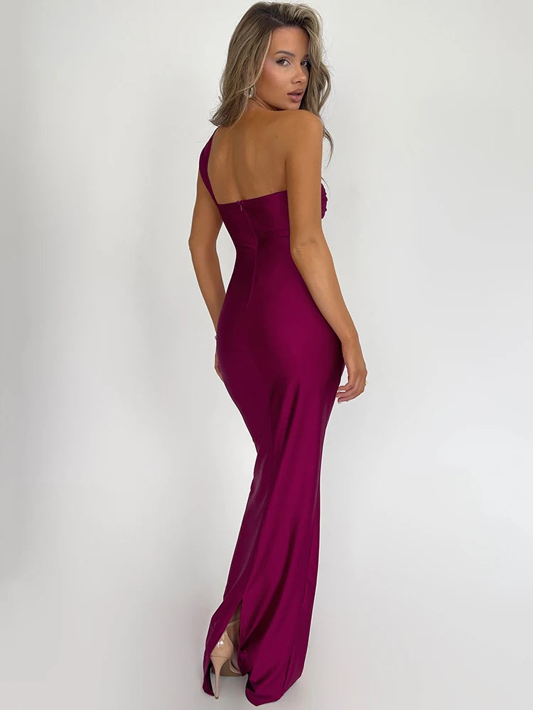 Robe Longue Sans Manches Femme, Dos Nu, Moulante, Épaule Unique, Sexy, Élégante, Soirée